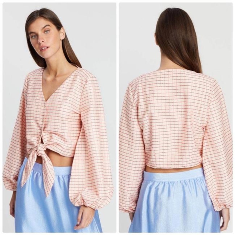 EUC Madewell Stine Goya™ Bianca Tie-Front Top in Check